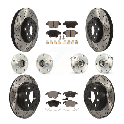 Hub Bearing Coat Brake Rotor Pad Front Rear Kit (10Pc) For Volkswagen Jetta 2.0L