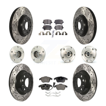Hub Bearing Coat Brake Rotor Pads Front Rear Kit (10Pc) For Volkswagen Tiguan Q3