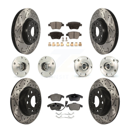 Hub Bearing Coated Brake Rotor & Pad Front Rear Kit (10Pc) For Volkswagen Passat