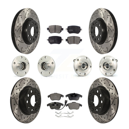 Hub Bearing Coated Brake Rotor & Pad Front Rear Kit (10Pc) For Volkswagen Passat