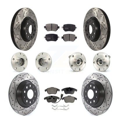 Hub Bearing Coated Brake Rotor & Pad Front Rear Kit (10Pc) For 2016-2018 Audi Q3
