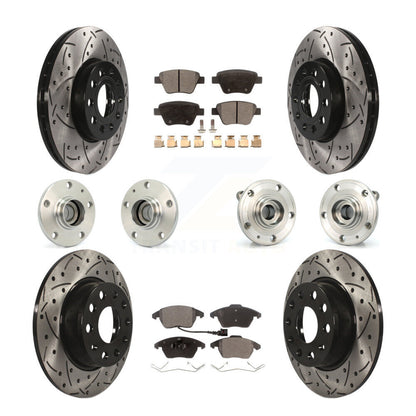 Hub Bearing Coated Brake Rotor & Pad Front Rear Kit (10Pc) For Volkswagen Beetle