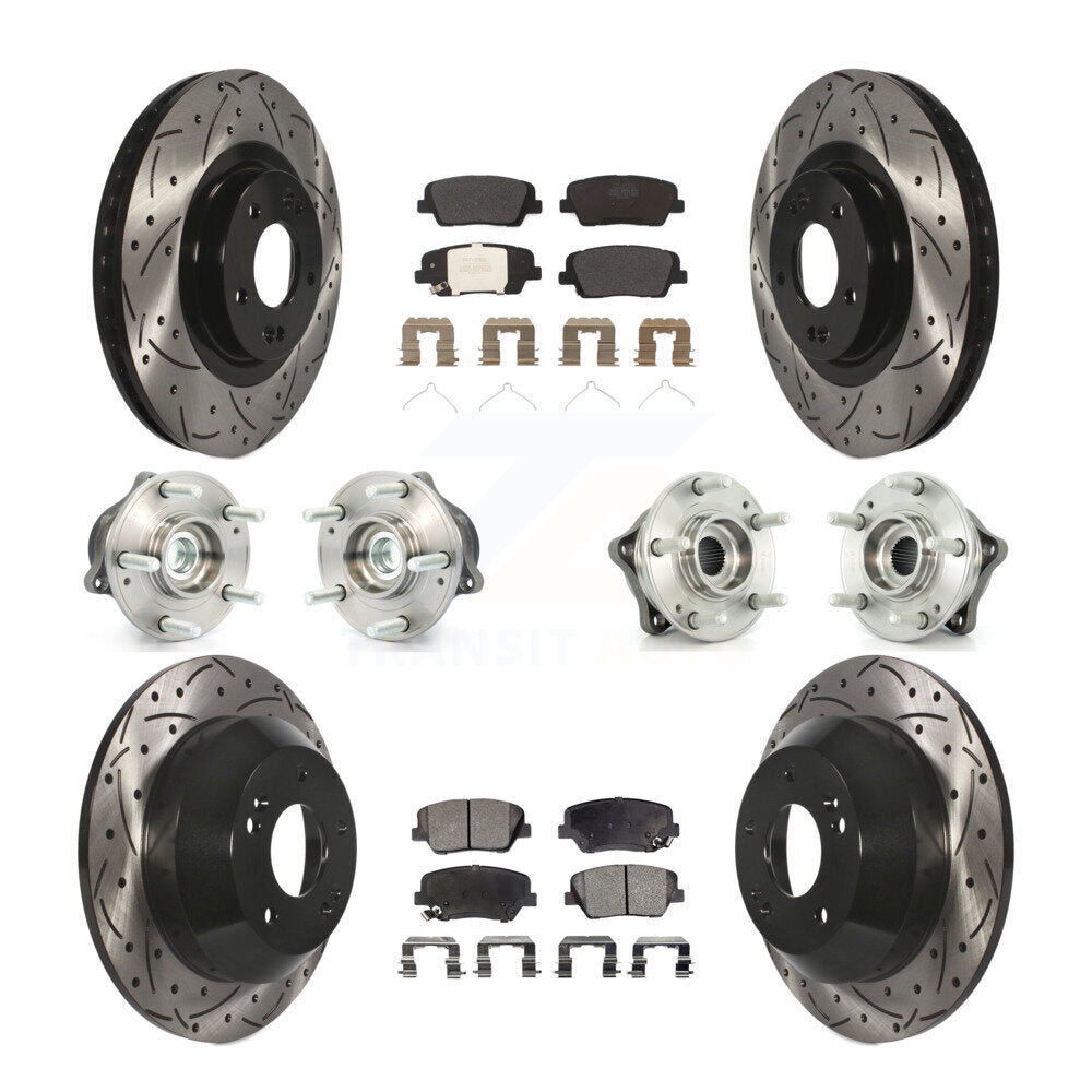 Hub Bearing Coat Brake Rotor Pad Front Rear Kit (10Pc) For 14-15 Kia Sorento FWD