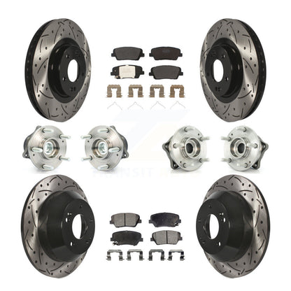 Hub Bearing Coat Brake Rotor Pad Front Rear Kit (10Pc) For 14-15 Kia Sorento FWD