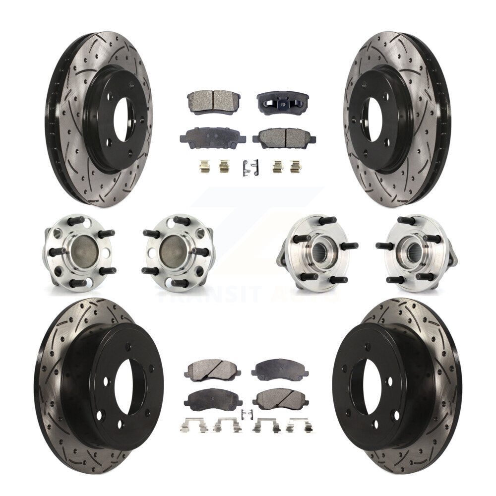 Hub Bearing Coated Disc Brake Rotor Pads Front Rear Kit (10Pc) For Dodge Caliber