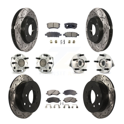 Hub Bearing Coated Disc Brake Rotor Pads Front Rear Kit (10Pc) For Dodge Caliber
