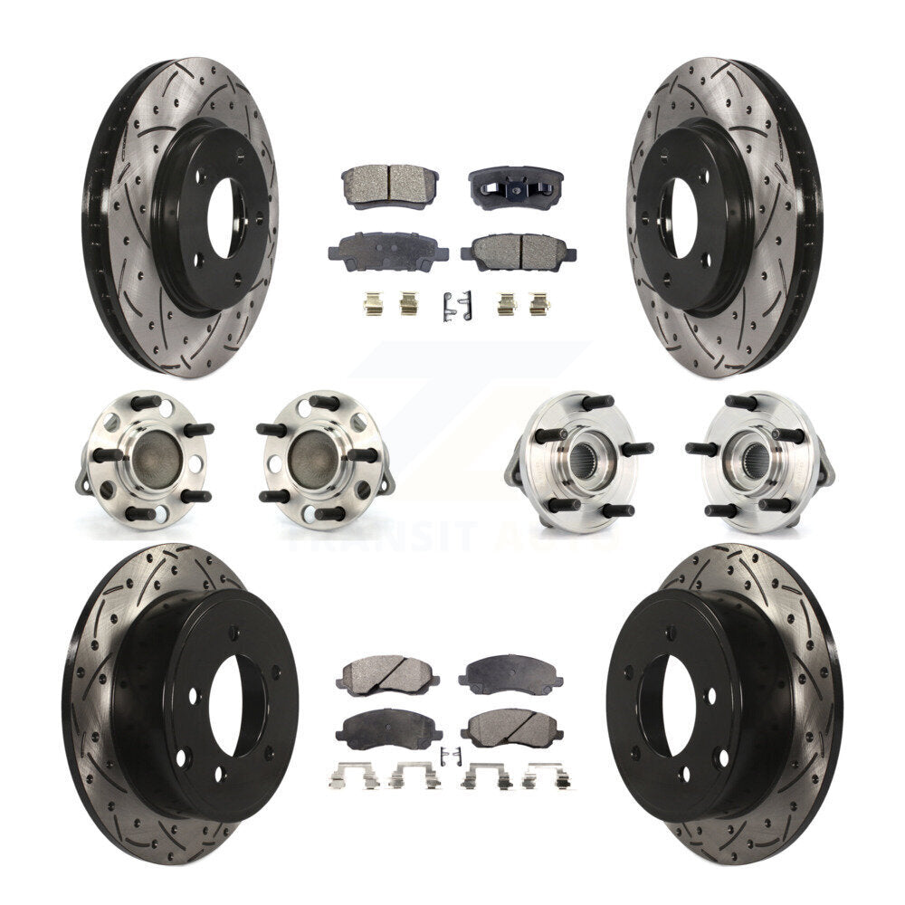 Hub Bearing Coated Disc Brake Rotor Pads Front Rear Kit (10Pc) For Dodge Caliber