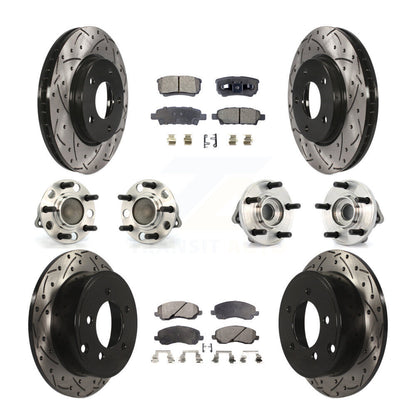 Hub Bearing Coated Disc Brake Rotor Pads Front Rear Kit (10Pc) For Dodge Caliber