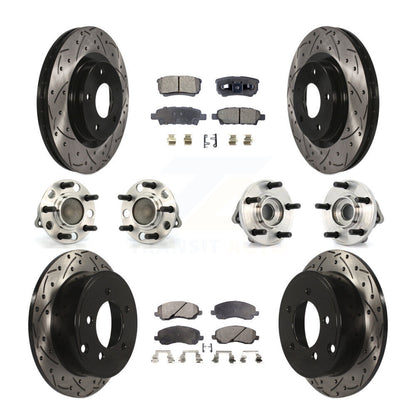Hub Bearing Coated Brake Rotor Pads Front Rear Kit (10Pc) For Chrysler Dodge 200
