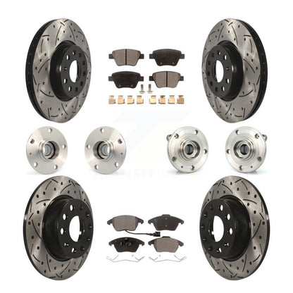 Hub Bearing Coated Disc Brake Rotor Pad Front Rear Kit (10Pc) For Volkswagen GTI