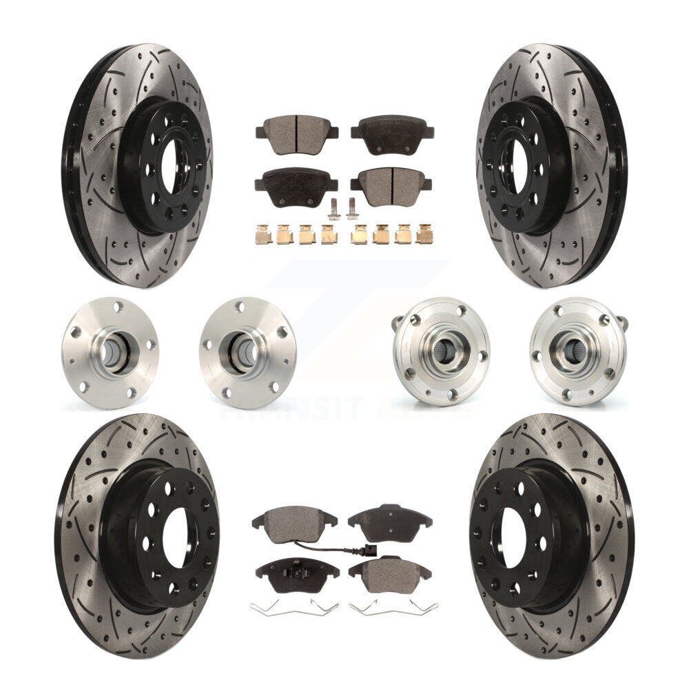 Hub Bearing Coated Brake Rotor & Pad Front Rear Kit (10Pc) For Volkswagen Beetle