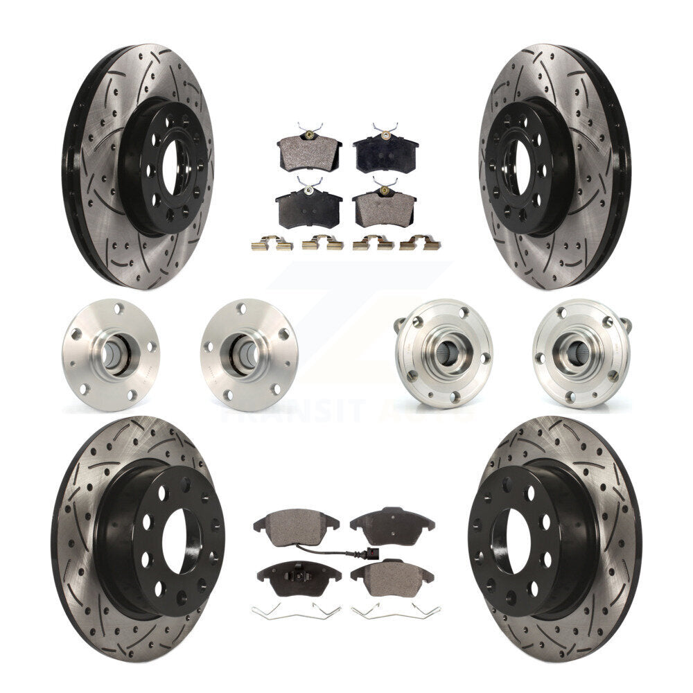 Hub Bearing Coated Brake Rotor & Pad Front Rear Kit (10Pc) For Volkswagen Beetle