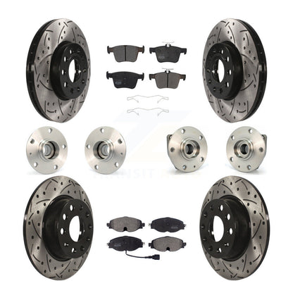 Hub Bearing Coated Brake Rotor & Pad Front Rear Kit (10Pc) For Volkswagen e-Golf