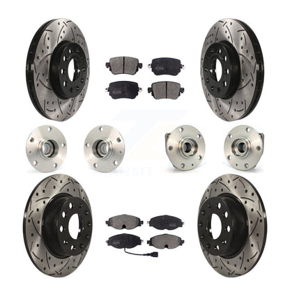 Hub Bearing Coated Brake Rotor And Pad Front Rear Kit (10Pc) For Volkswagen Golf
