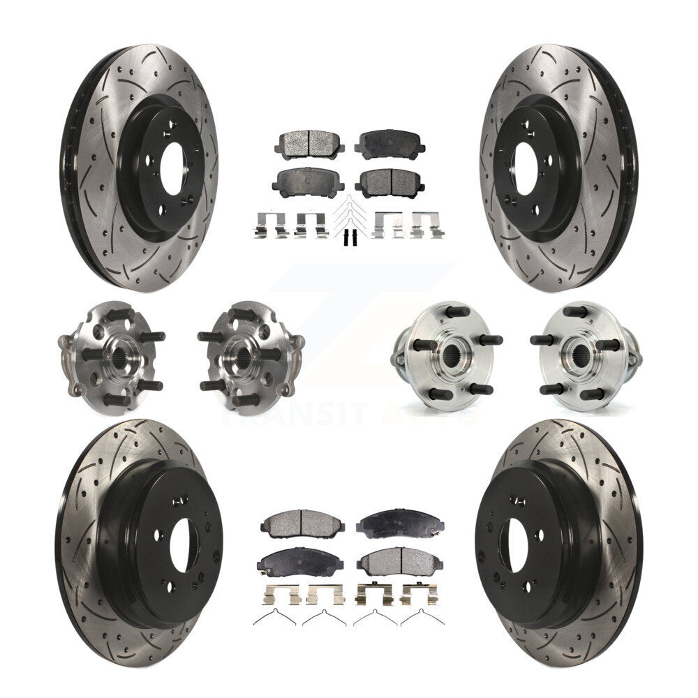 Hub Bearing Coat Brake Rotor Pad Front Rear Kit (10Pc) For Honda Pilot Acura MDX
