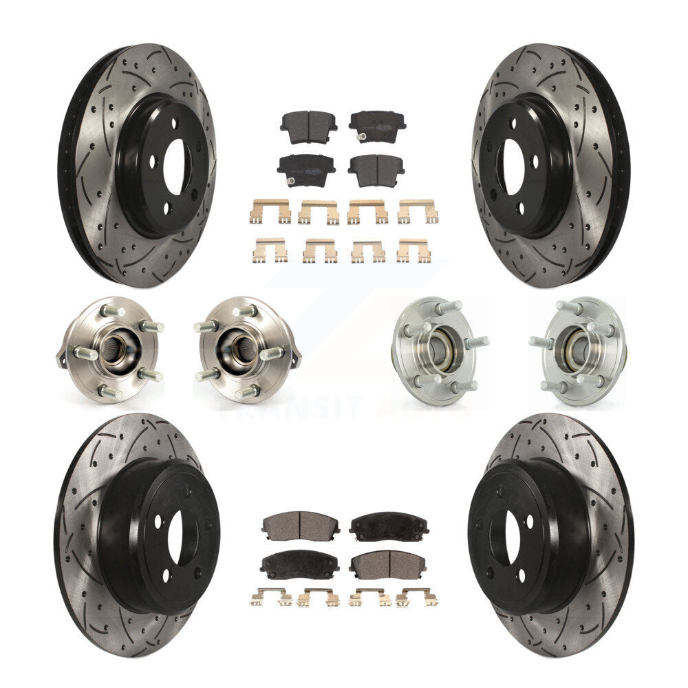 Hub Bearing Coated Brake Rotor Pads Front Rear Kit (10Pc) For Dodge Chrysler 300