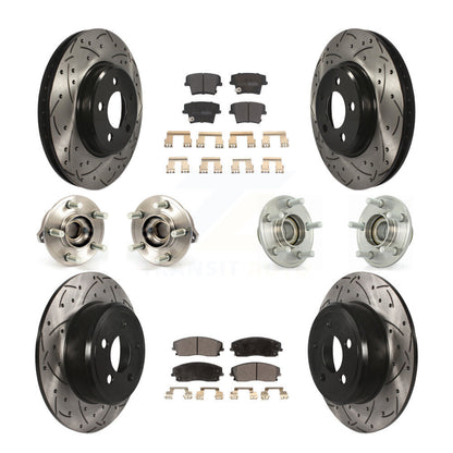 Hub Bearing Coated Brake Rotor Pads Front Rear Kit (10Pc) For Dodge Chrysler 300