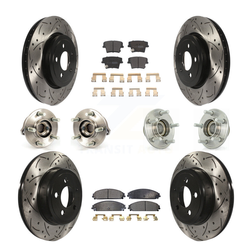 Hub Bearing Coated Brake Rotor Pads Front Rear Kit (10Pc) For Chrysler 300 Dodge