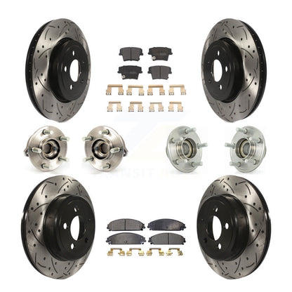 Hub Bearing Coated Brake Rotor Pads Front Rear Kit (10Pc) For Chrysler 300 Dodge