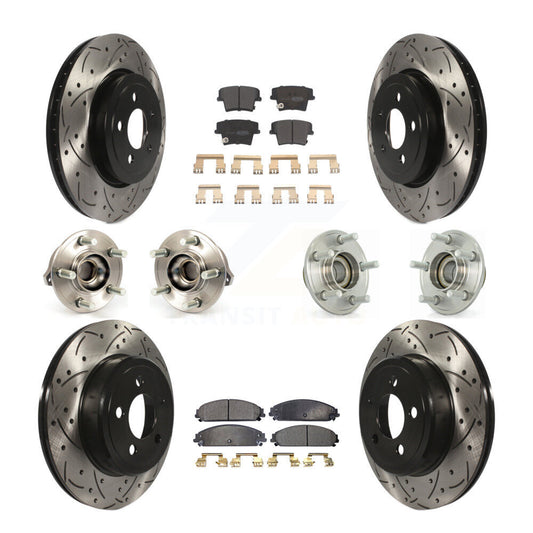 Hub Bearing Coated Brake Rotor Pads Front Rear Kit (10Pc) For Chrysler 300 Dodge