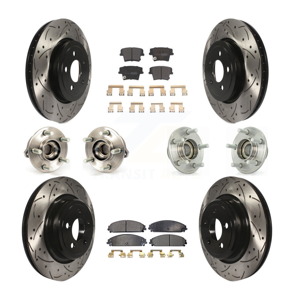 Hub Bearing Coated Disc Brake Rotor Pads Front Rear Kit (10Pc) For Dodge Charger