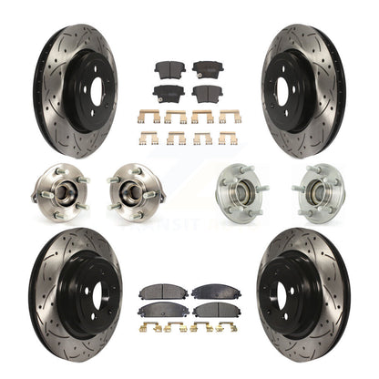 Hub Bearing Coated Disc Brake Rotor Pads Front Rear Kit (10Pc) For Dodge Charger