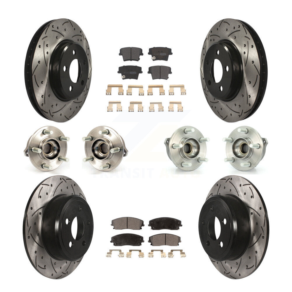 Hub Bearing Coated Brake Rotor & Pad Front Rear Kit (10Pc) For Dodge Charger 300