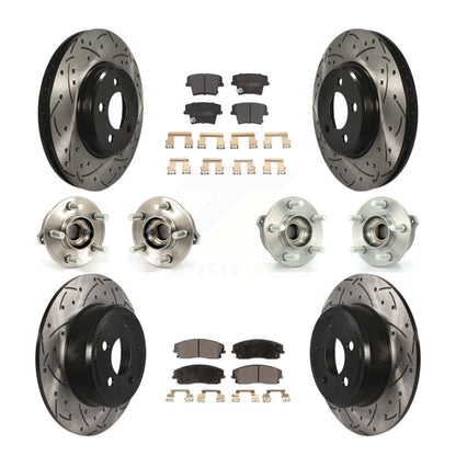 Hub Bearing Coated Brake Rotor & Pad Front Rear Kit (10Pc) For Dodge Charger 300