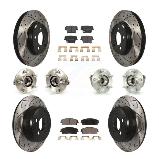 Hub Bearing Coated Brake Rotor & Pad Front Rear Kit (10Pc) For Dodge Charger 300