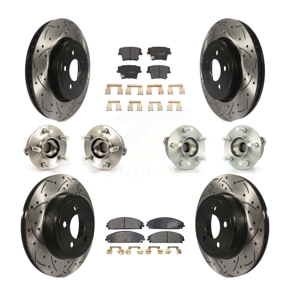 Hub Bearing Coated Brake Rotor Pads Front Rear Kit (10Pc) For Chrysler 300 Dodge