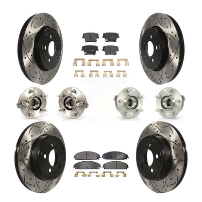 Hub Bearing Coated Brake Rotor Pads Front Rear Kit (10Pc) For Chrysler 300 Dodge
