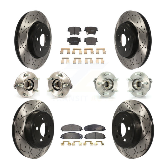 Hub Bearing Coated Brake Rotor Pads Front Rear Kit (10Pc) For Chrysler 300 Dodge
