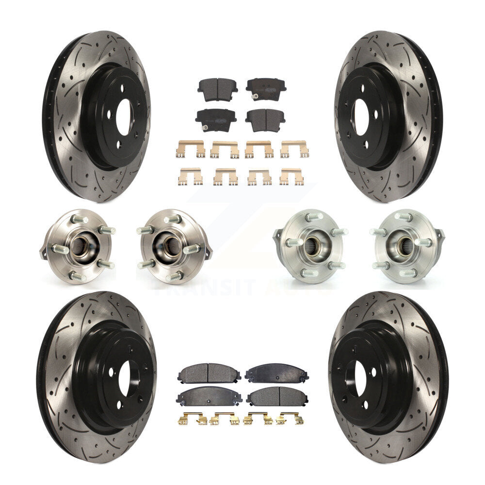 Hub Bearing Coated Disc Brake Rotor Pads Front Rear Kit (10Pc) For Dodge Charger