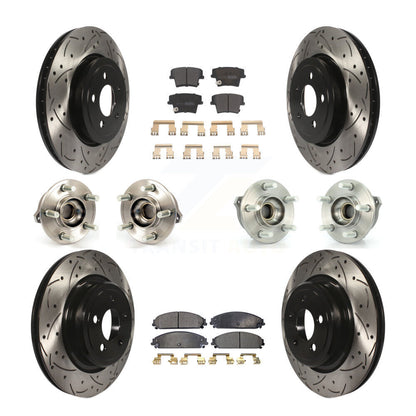 Hub Bearing Coated Disc Brake Rotor Pads Front Rear Kit (10Pc) For Dodge Charger