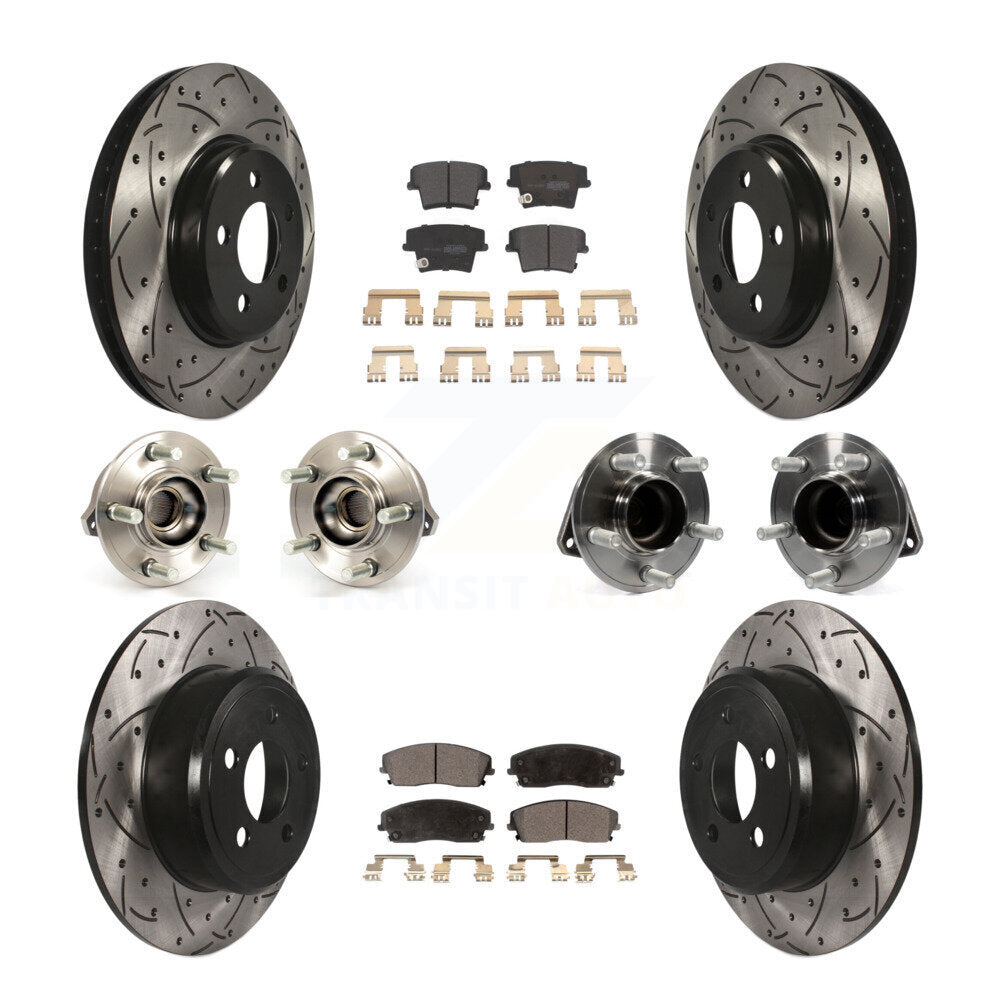 Hub Bearing Coated Brake Rotor Pads Front Rear Kit (10Pc) For Chrysler 300 Dodge