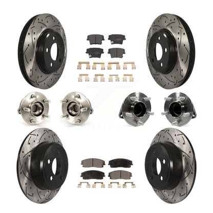 Hub Bearing Coated Brake Rotor Pads Front Rear Kit (10Pc) For Chrysler 300 Dodge