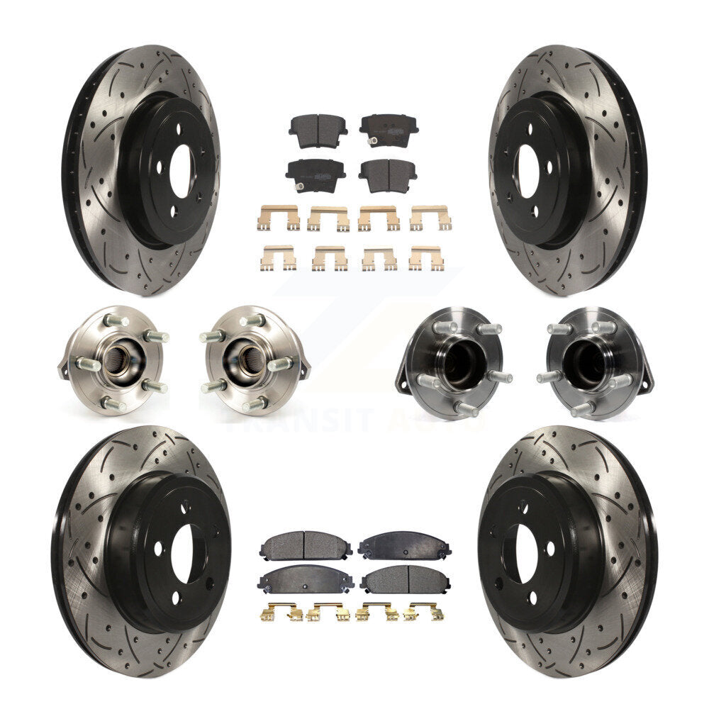 Hub Bearing Coated Brake Rotor Pads Front Rear Kit (10Pc) For Chrysler 300 Dodge