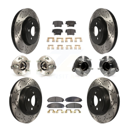 Hub Bearing Coated Brake Rotor Pads Front Rear Kit (10Pc) For Chrysler 300 Dodge