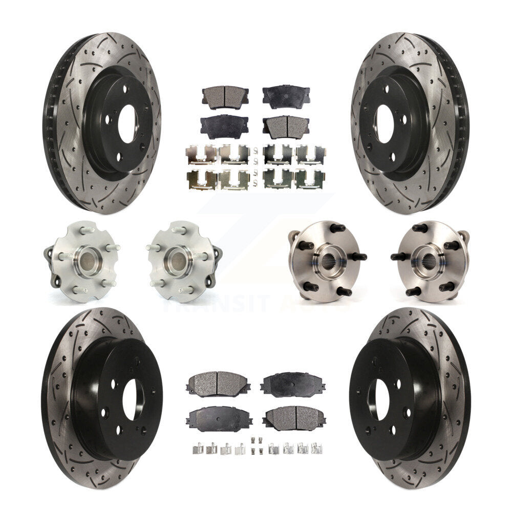 Hub Bearing Coated Disc Brake Rotor & Pads Front Rear Kit (10Pc) For Toyota RAV4