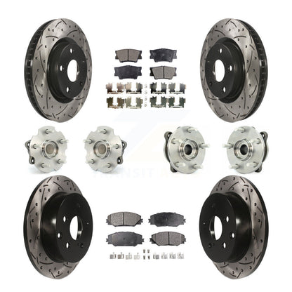 Hub Bearing Coated Disc Brake Rotor & Pads Front Rear Kit (10Pc) For Toyota RAV4