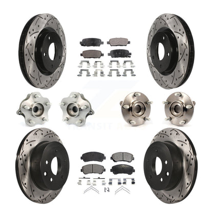 Hub Bearing Coated Brake Rotor & Pads Front Rear Kit (10Pc) For Nissan Rogue AWD