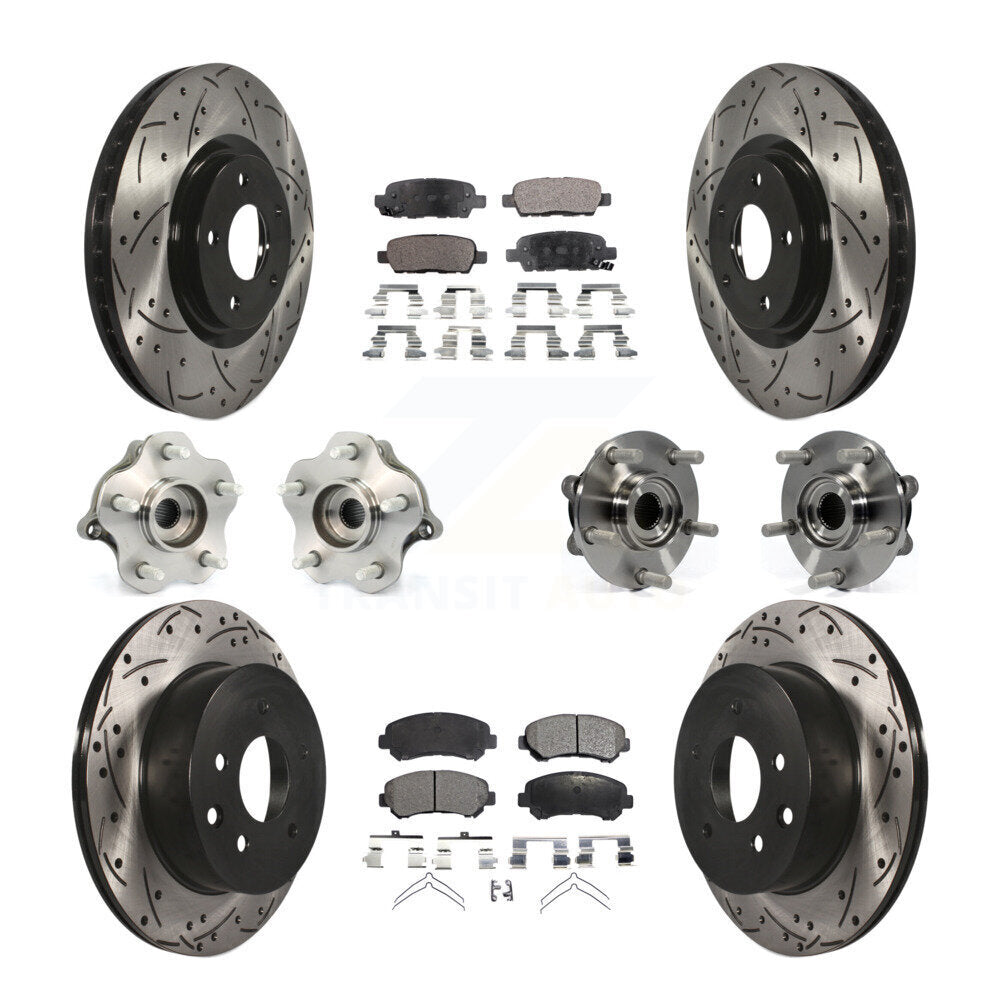 Hub Bearing Coat Brake Rotor Pads Front Rear Kit (10Pc) For Nissan Juke To 04 14