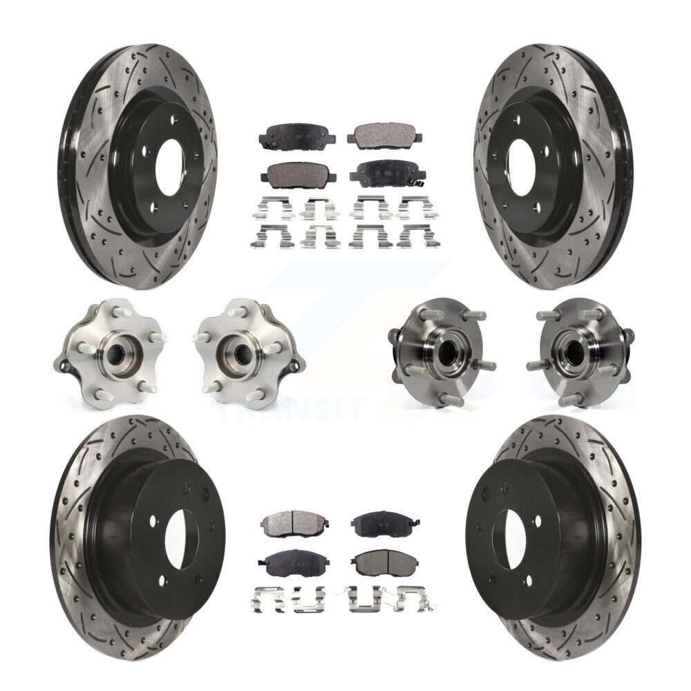 Hub Bearing Coated Disc Brake Rotor & Pads Front Rear Kit (10Pc) For Nissan Juke