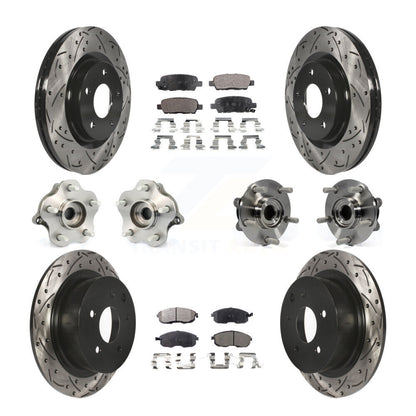 Hub Bearing Coated Disc Brake Rotor & Pads Front Rear Kit (10Pc) For Nissan Juke