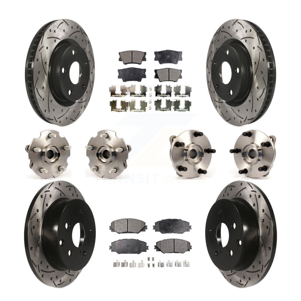 Hub Bearing Coated Disc Brake Rotor & Pads Front Rear Kit (10Pc) For Toyota RAV4