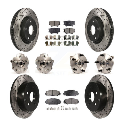 Hub Bearing Coated Disc Brake Rotor & Pads Front Rear Kit (10Pc) For Toyota RAV4