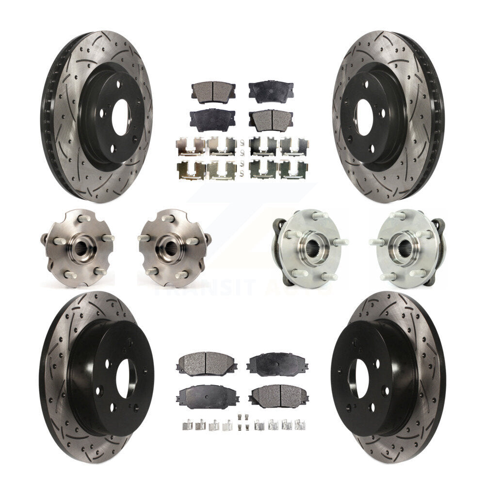 Hub Bearing Coated Disc Brake Rotor & Pads Front Rear Kit (10Pc) For Toyota RAV4