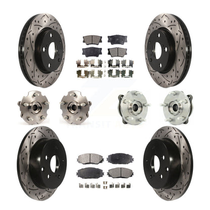 Hub Bearing Coated Disc Brake Rotor & Pads Front Rear Kit (10Pc) For Toyota RAV4