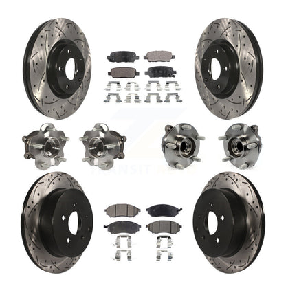 Hub Bearing Coated Brake Rotor & Pad Front Rear Kit (10Pc) For INFINITI QX70 RWD