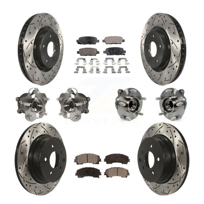 Hub Bearing Coated Brake Rotor & Pad Front Rear Kit (10Pc) For INFINITI QX50 RWD